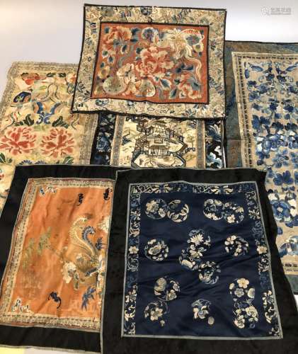 6 Chinese embroideries, possibly 19th c.