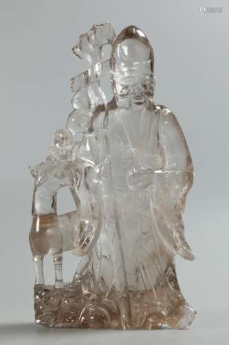 large Chinese rock crystal Shoulao, possibly 19th c.