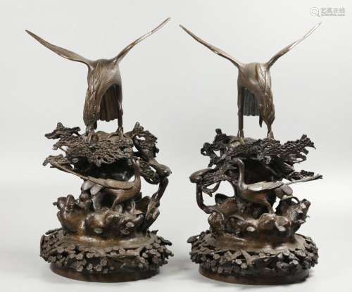 pair of Japanese bronze sculptures, possibly 19th c.