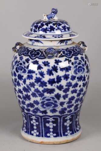 Chinese blue & white cover jar, possibly 19th c.