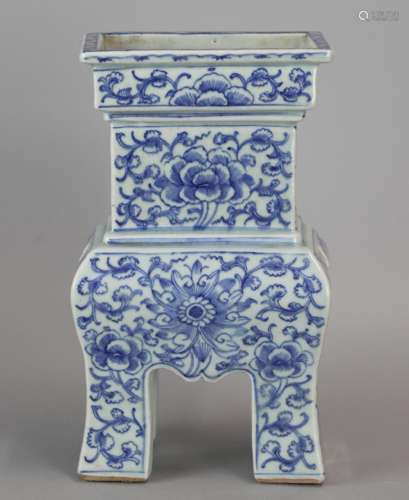 Chinese blue & white porcelain censer, possibly 19th c.