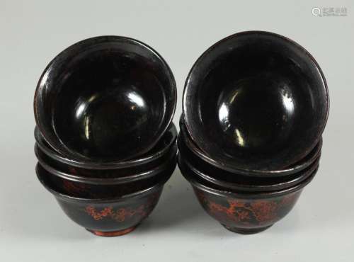 set of 8 Chinese lacquer bowls, possibly 18th c.