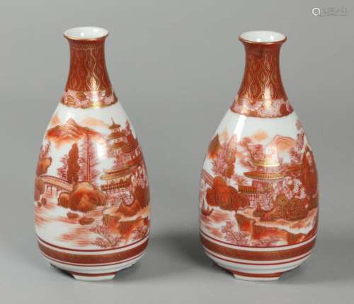 pair of Japanese kutani porcelain vases