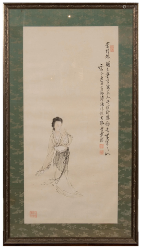 Chinese Painting of Court Lady by Xu Cao