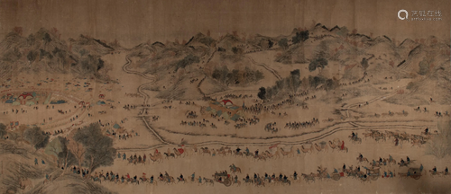 Chinese Painting of a Parade attributed to Jiao