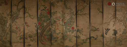 Set of Ten Chinese Paintings by Jiang Tingxi