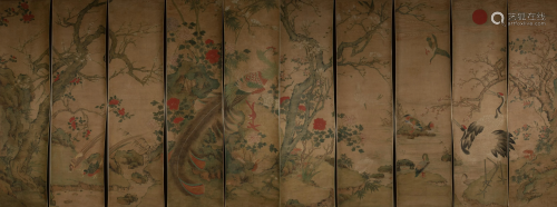 Set of Ten Chinese Paintings by Jiang Tingxi