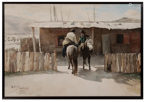 Chinese Painting of Country Store by Liu Yunsheng