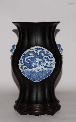 Imperial Chinese Dark Ground Lobed Vase, 19th Cen…