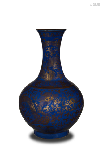 Chinese Blue-Ground Glazed Vase, Guangxu