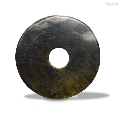 Chinese Celadon Jade Bi Disc, Spring and Autumn