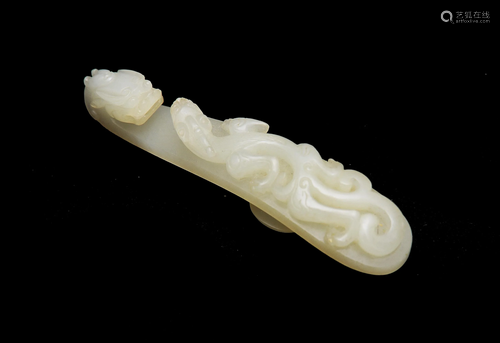 Chinese White Jade Dragon Hook, Ming