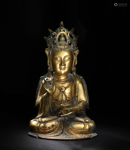 Chinese Gilt Bronze Buddha, Ming