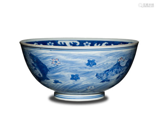Chinese Blue and Red Underglazed Bowl, Kangxi