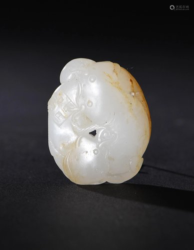 Chinese White Jade Carved Toggle, 18th Century