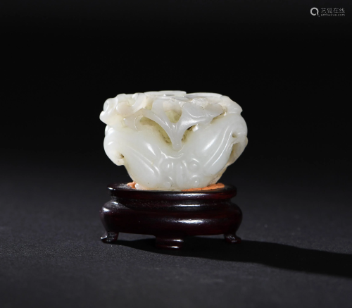 Chinese White Jade Carved Water Chestnut, 18th …