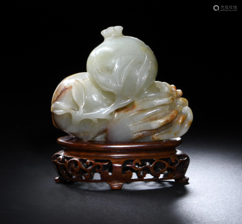 Chinese White Jade Fruit Carving, 17-18th Century