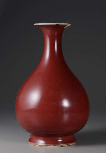 清乾隆霁红釉玉壶春瓶