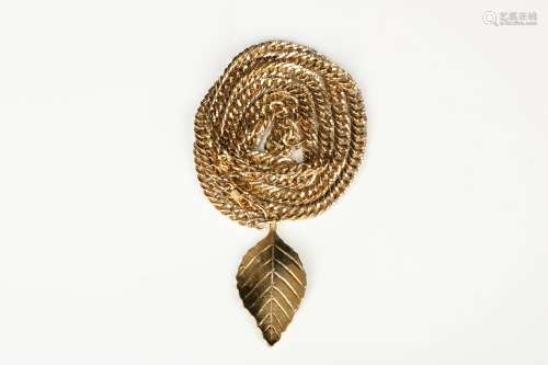 Leaf Shaped Gold Necklace