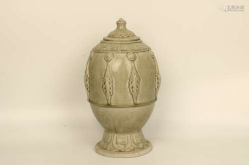 Celadon Glazed Porcelain Pot And Cover