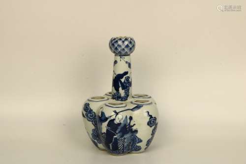 Blue And White Porcelain Bottle Vase With Five Holes