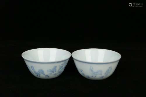 A Pair Of Blue And White Porcelain 