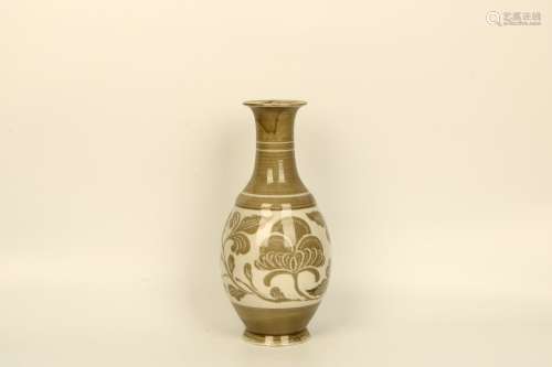 Gray And White Glazed Porcelain Vase