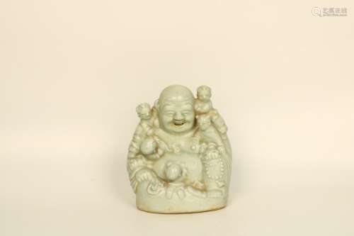 Celadon Glazed Porcelain Buddha Statue