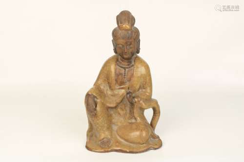 Ge-Type Glazed Porcelain Figure Of Guanyin