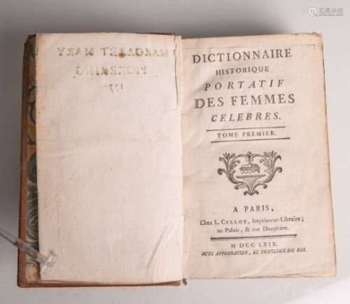Dictionnaire Historique Portatif des Femmes Celebres, Band 1, Paris 1769, Ledera***and,