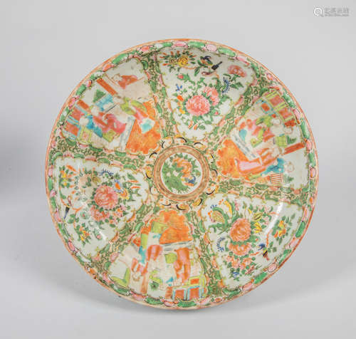 Large Chinese Antique Famille Rose Porcelain Plate