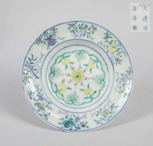 Chinese Antique Douchai Porcelain Plate