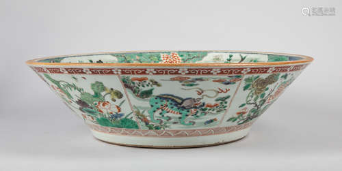 Large Chinese Antique Wucai Porcelain Bowl