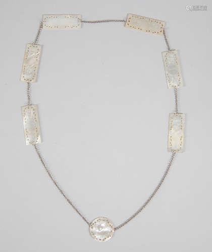 Chinese Export Carved Pearl Necklace