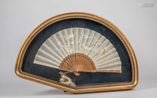 Chinese Antique Export Fan with Frame