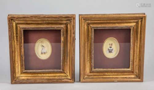 Pair Old Lithograph with Gold Gilt Frame