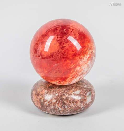 Collectible Gem Stone Ball with Marble Stand