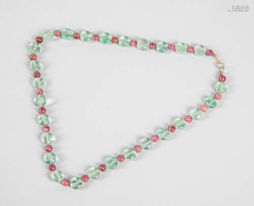 Important Chinese Turmaline & Aquamarine Beads Necklace