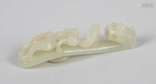 Chinese White Jade Carved Garment Hook