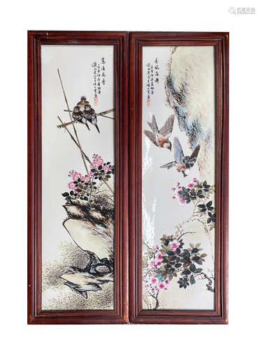 Chinese Antique Famille Rose Panel Screen