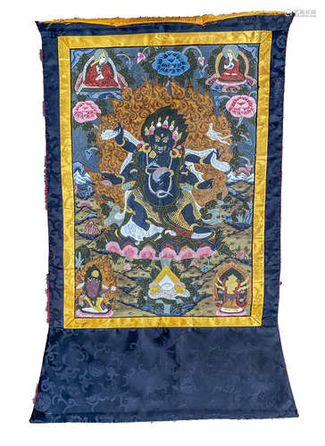 Tibetan Hand Painted Tangka, Mahakala