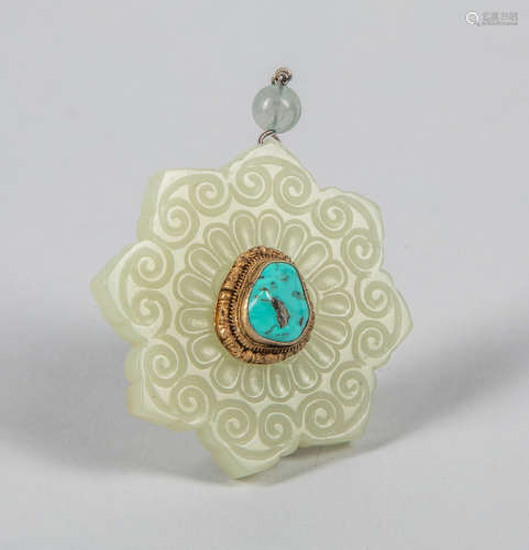 Chinese Jade Carving with Turquoise