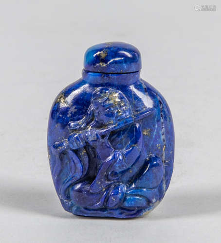 Old Chinese Carved Lapis Lazuli Snuff Bottle