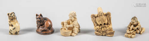 Group of Japanese Taisho Carved Netsuke