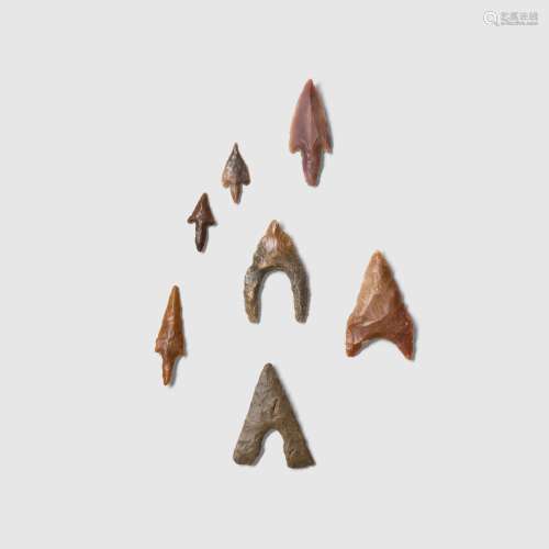 PUBLISHED AND EXHIBITED COLLECTION OF PREDYNASTIC ARROWHEADS EGYPT, PREDYNASTIC PERIOD, C. 4TH MILLE