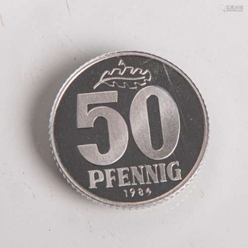 50 Pfennig-Münze (DDR, 1984), Münzprägestätte: A. PP, selten.