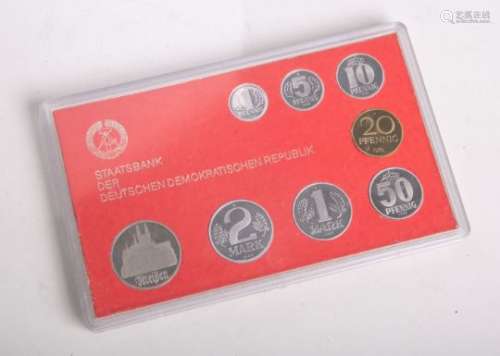 DDR-Kursmünzsatz (1983), 1 Pfennig bis 5 Mark (8,86 Mark), Münzprägestätte: A, in