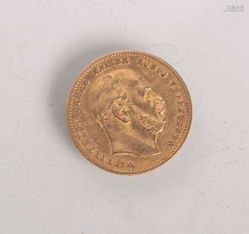 10 Mark, Goldmünze, Deutsches Reich (1872), Wilhelm-Deutscher Kaiser König von Preussen,