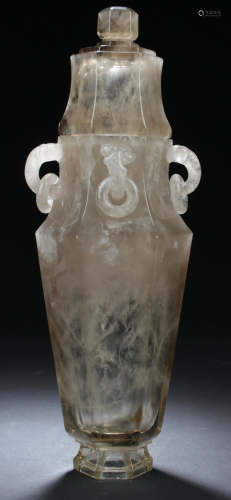 Chinese Antique Crystal Hexagon Vase
