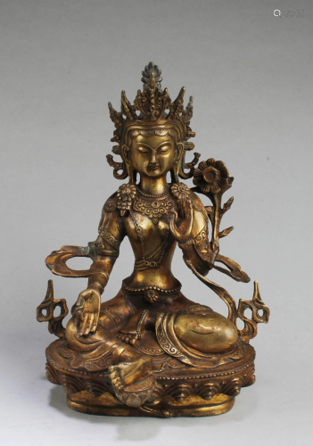 A Gilt Bronze Bodhisattva Statue